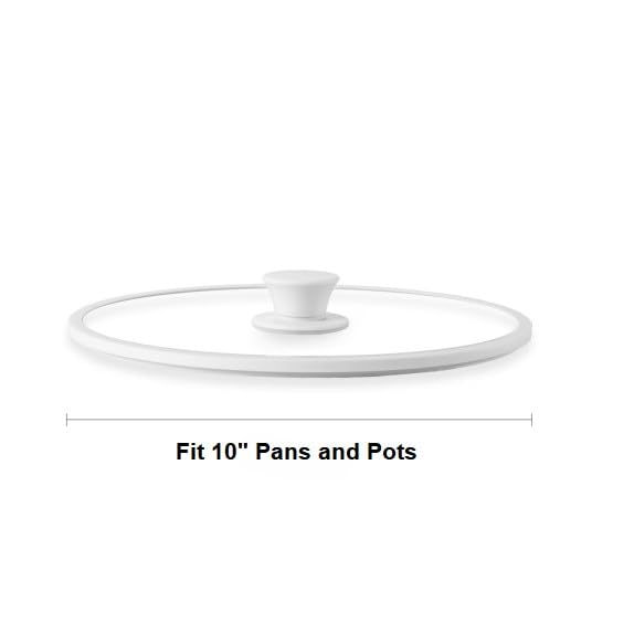 CAROTE 2 PCS Universal Silicone Lid for Pots, Pans and Skillets, Pot Lid fit 6", 7" 8" & 9.5", 10", 11" Diameter Cookware, Pan Cover With Heat Resistant Silicone Rim and Tempered Glass, White