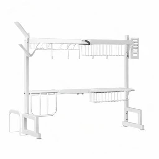 SNTD Over The Sink Dish Drying Rack - Adjustable Dish Rack for Kitchen Counter, Metal (Black)