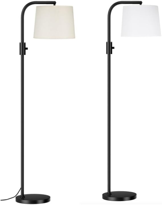 Ambimall Floor Lamps with one Beige Shade and one White Shade for Living Room Bedroom