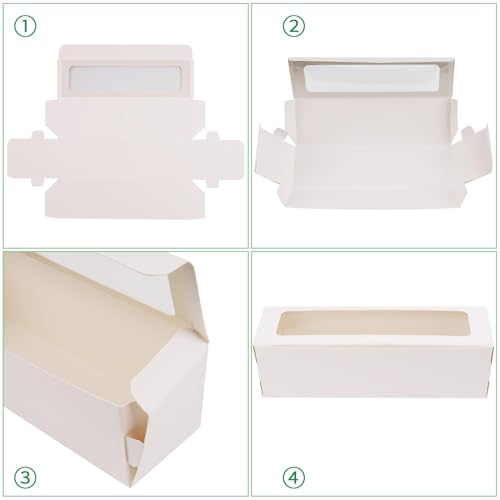 25 Pack Macaron Boxes for 5-7 Macarons Cookie Candy Strawberry Boxes Macaron Container Packaging Boxes with Ribbon for Gift Giving(White)