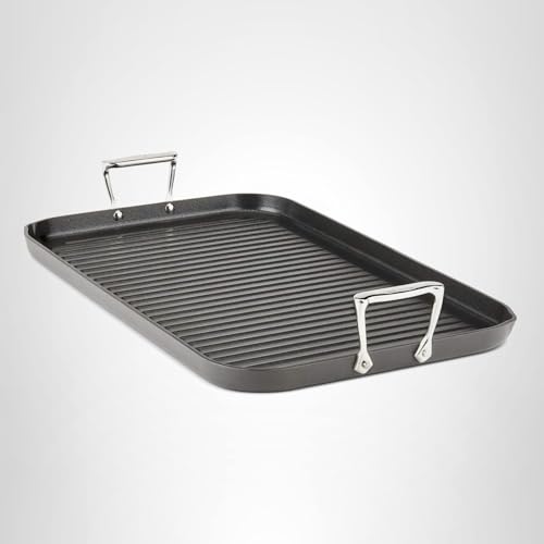 All-Clad HA1 Hard Anodized Nonstick Grill 11x11 Inch Oven Safe 350F Pots and Pans, Cookware Black
