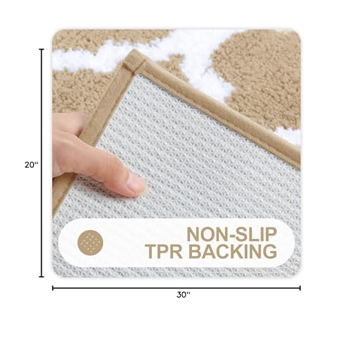 OLANLY Bathroom Rugs Set 2 Piece, Microfiber Bath Shower Mat and U-Shaped Toilet Rug, Machine Wash Dry, Non-Slip Absorbent Shaggy Bath Mats for Tub, Shower and Bathroom (30"x20"+24"x20", Grey)