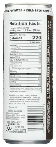 Bones Coffee Company S'mores Iced Coffee Latte - S'mores Flavored Canned Coffee Drink - 12 Pack Cans - 11 Oz Each