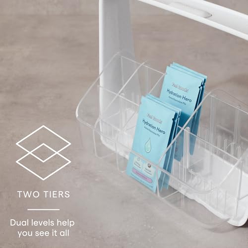 YouCopia SipStation Hydration Caddy, Hydration Packet Storage, Adjustable Electrolyte Powder Organizer, Speckled White