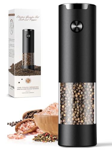 Electric Salt and Pepper Grinder Set Automatic Battery Pepper Mill Shakers Adjustable Coarseness Upgraded Larger Capacity with Led Home and Kitchen Appliances Birthday Gifts for Women Mom