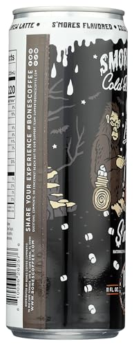 Bones Coffee Company S'mores Iced Coffee Latte - S'mores Flavored Canned Coffee Drink - 12 Pack Cans - 11 Oz Each