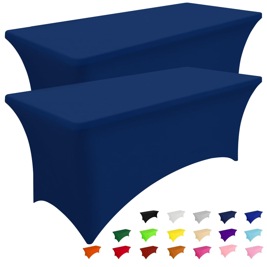 Smiry 2 Pack Spandex Table Cloth 6FT, Elastic Fitted Stretch Tablecloths, Washable and Wrinkle Free Rectangular Patio Table Cover for Outdoor, Wedding, Banquet & Parties (Black, 72Lx30Wx30H Inch)