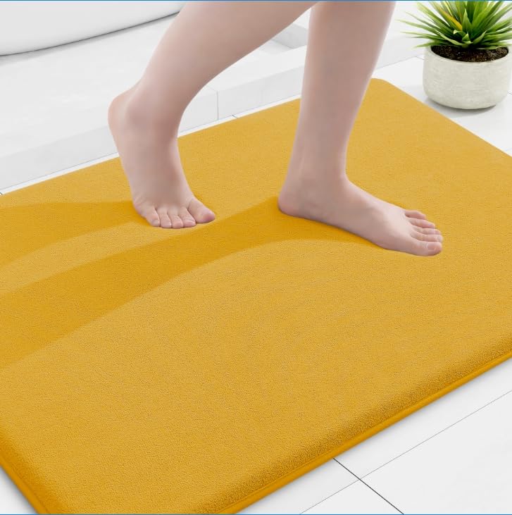 Smiry Memory Foam Bath Mat 30x20, Extra Soft and Absorbent Bathroom Mats, Non Slip Washable Carpet for Floor, Shower and Tub, Black