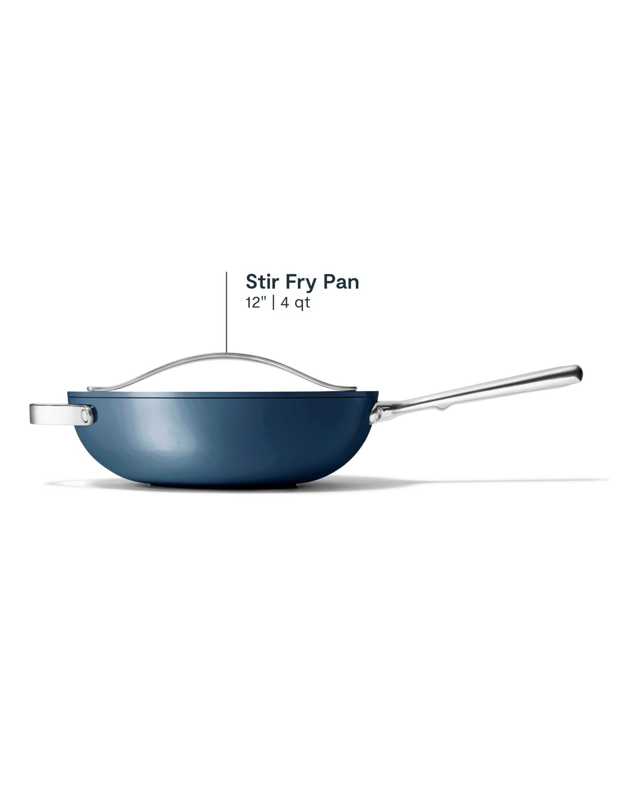 Caraway Non-Stick Stir Fry Pan - 12” Wok-Inspired Pan - Free From Forever Chemicals - High-Sloped Walls - Stainless Steel Handles - Navy