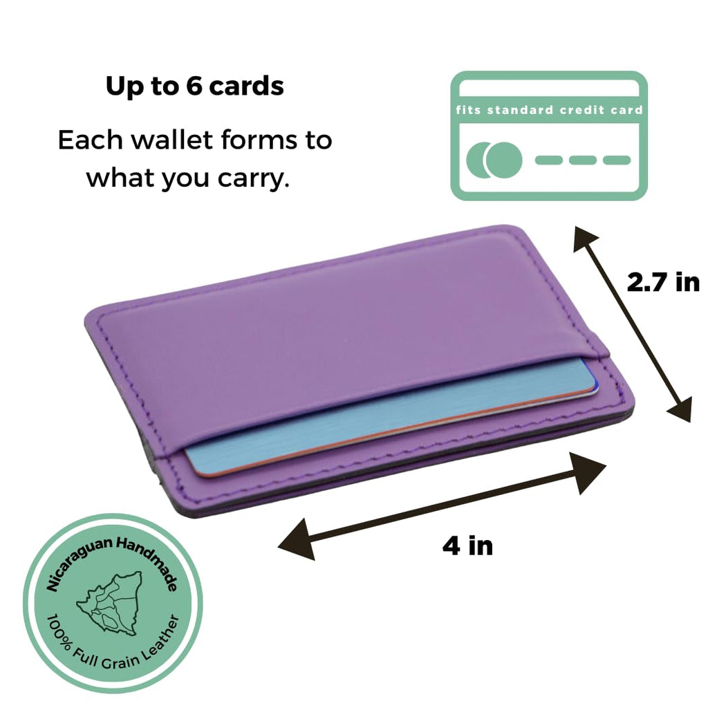 TWIN ENGINE COFFEE Handcrafted Leather Minimalist Wallet/Card Holder Wallet with 6 card capacity and cash pocket/Hand Stitched Top Grain/Slim/Perfect Gift/Men’s and Women’s/Origin Creations (Purple)