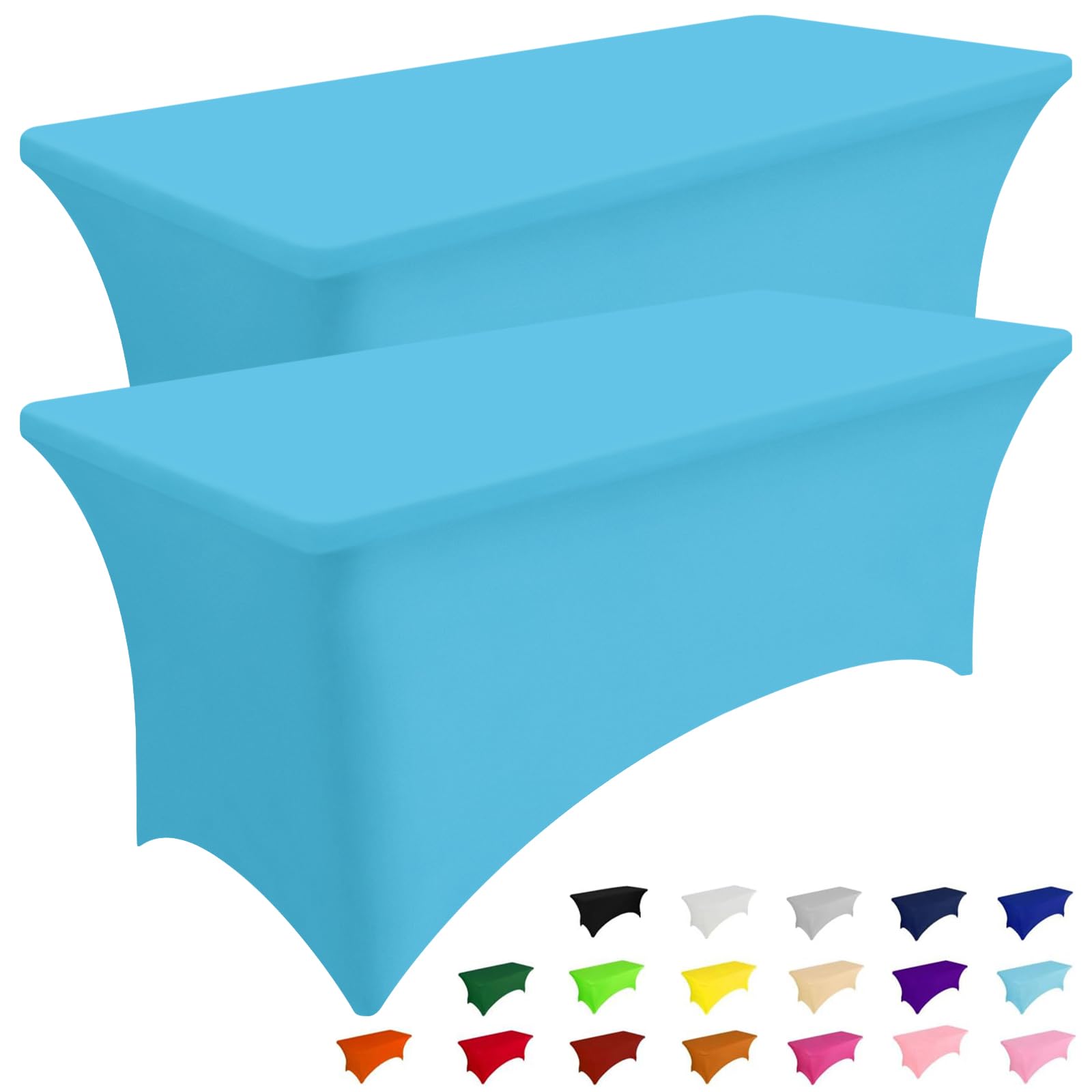 Smiry 2 Pack Spandex Table Cloth 6FT, Elastic Fitted Stretch Tablecloths, Washable and Wrinkle Free Rectangular Patio Table Cover for Outdoor, Wedding, Banquet & Parties (Black, 72Lx30Wx30H Inch)