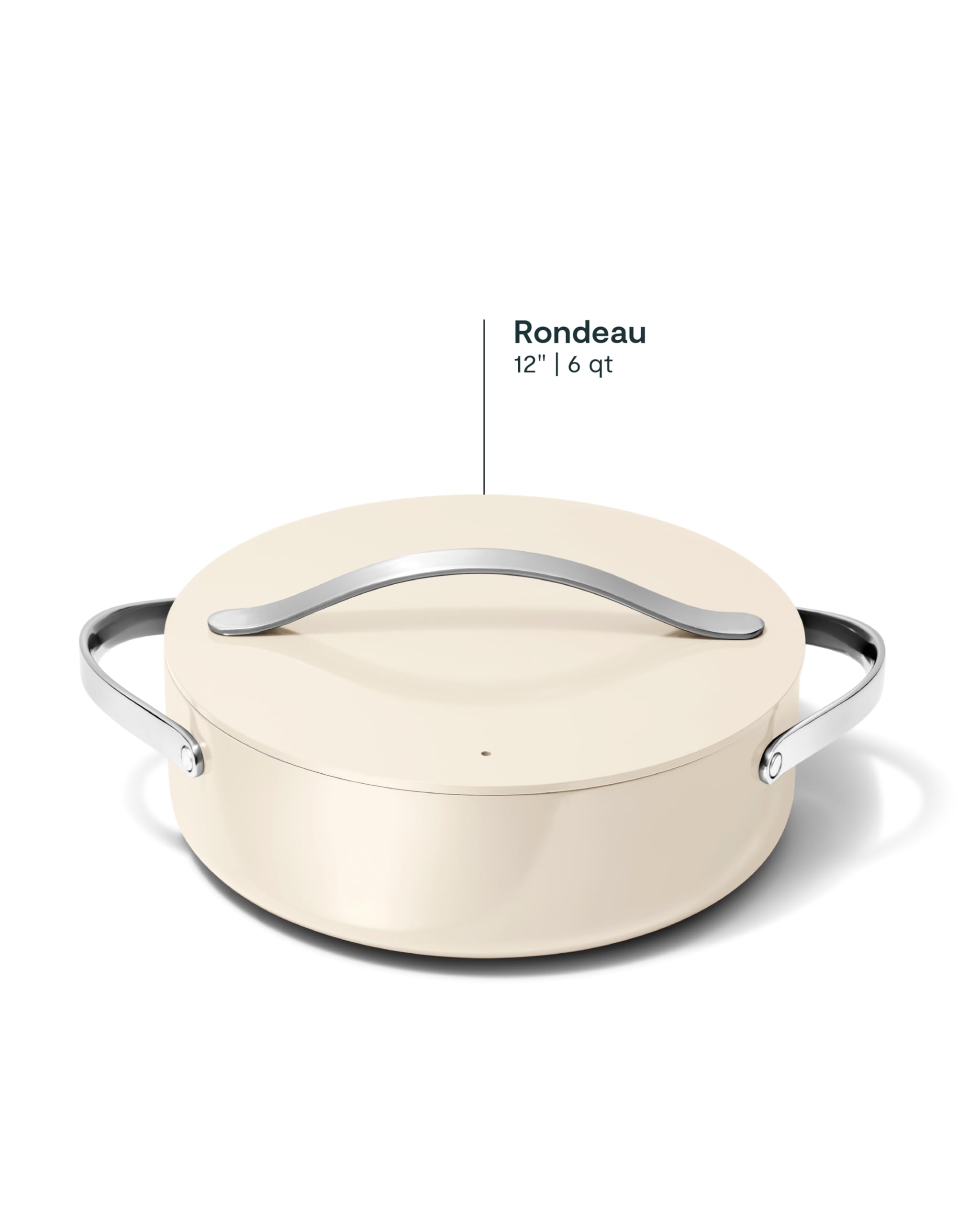 Caraway Rondeau - 6 Qt Non-Stick Pan with Lid - Free From Forever Chemicals - Perfect for Searing, Braising, & Roasting - Cream