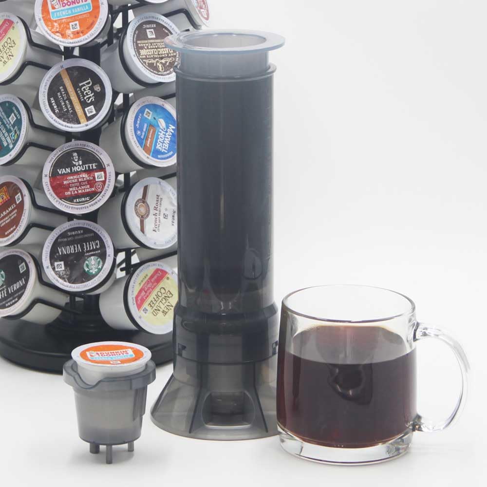 Boundle of Deluxe K Cup Carousel Holder and Portable Coffee Press for K Cups