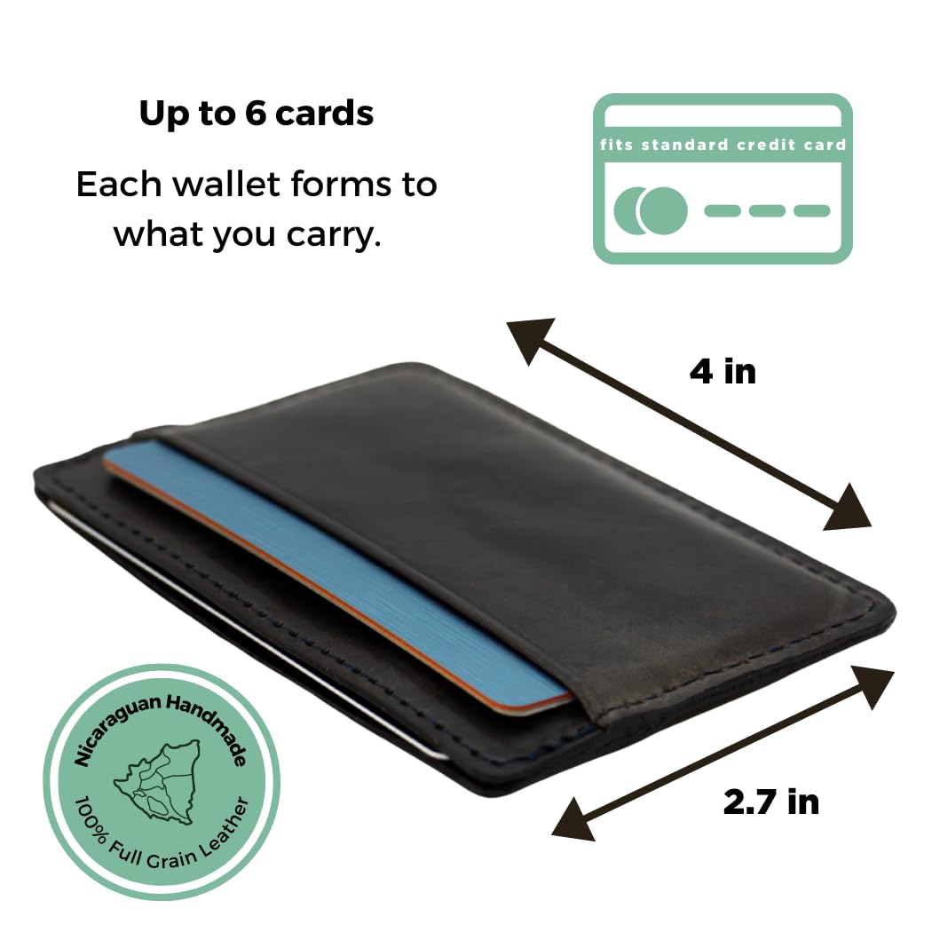 TWIN ENGINE COFFEE Handcrafted Leather Minimalist Wallet/Card Holder Wallet with 6 card capacity and cash pocket/Hand Stitched Top Grain/Slim/Perfect Gift/Men’s and Women’s/Origin Creations (Purple)