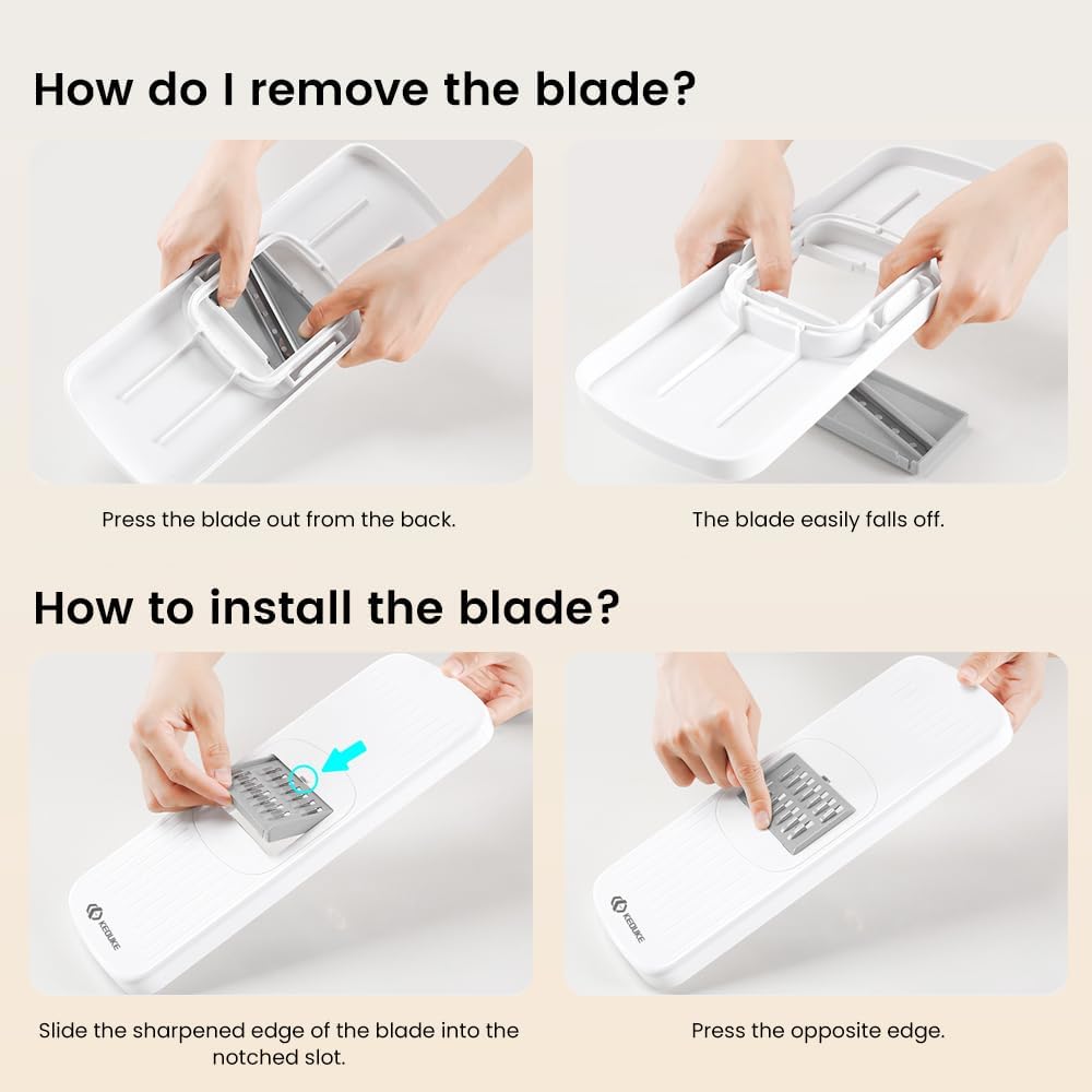 KEOUKE 8-in-1 Vertical Vegetable Chopper Mandoline Slicer with Container White - Safe Tap Out Dicer with Hand Guard for Kitchen Easy Food Prep, Onion Potato Veggie Fruit
