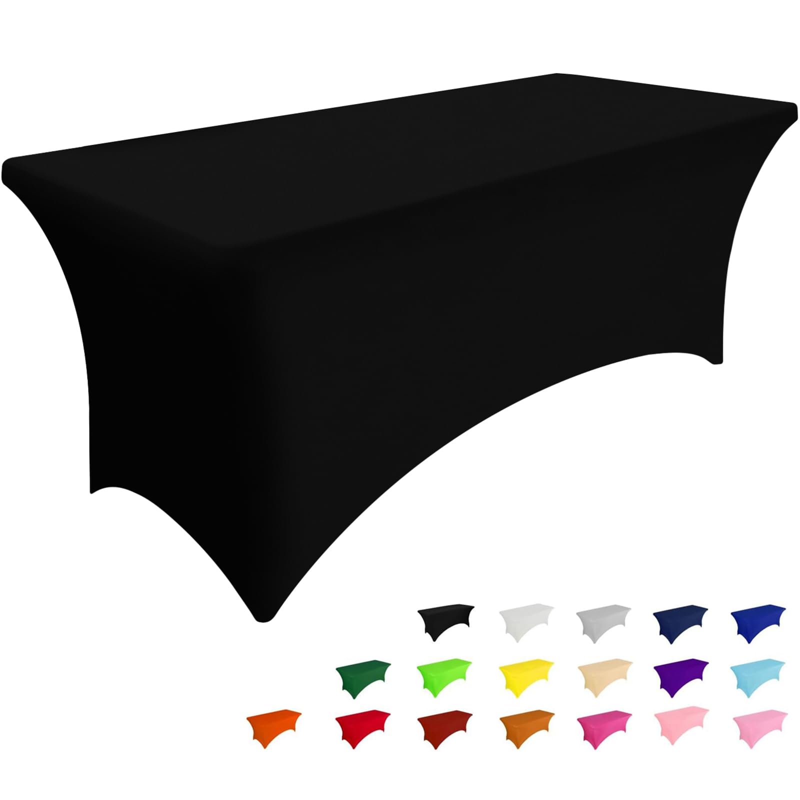 Smiry 2 Pack Spandex Table Cloth 6FT, Elastic Fitted Stretch Tablecloths, Washable and Wrinkle Free Rectangular Patio Table Cover for Outdoor, Wedding, Banquet & Parties (Black, 72Lx30Wx30H Inch)