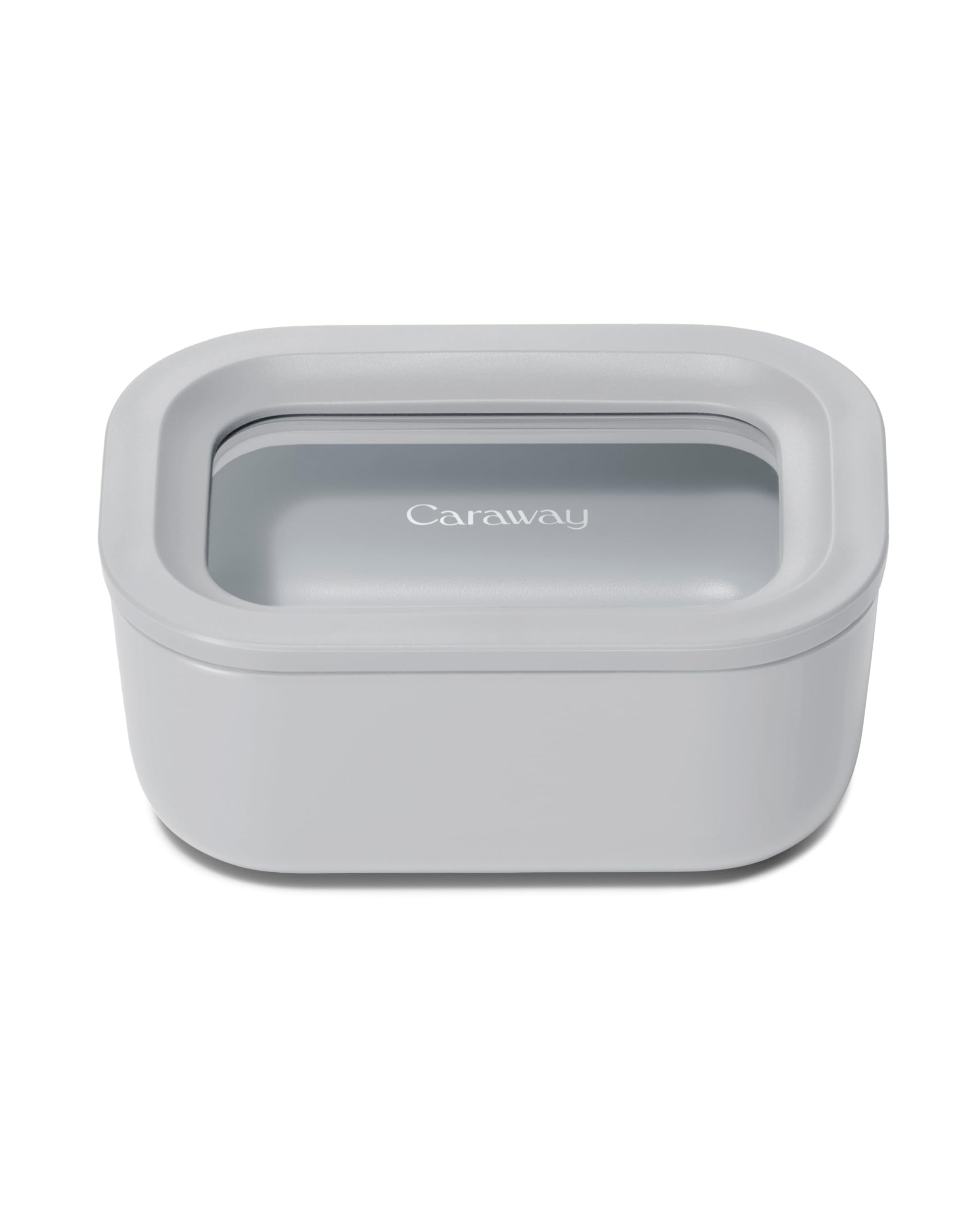 Caraway Glass Food Storage - 6.6 Cup Glass Container - Ceramic Coated Food Container - Non Stick Lunch Box Container with Lids - Dishwasher, Oven, & Microwave Safe - Cream