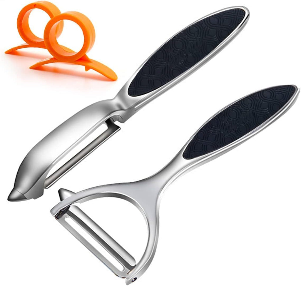 Vegetable Peeler, Potato Peelers for Kitchen Stainless Steel Multi-function Set Fruit Peeler For Kitchen and Household Tools Y & I Shape Swivel Blades for Fruit Vegetables(Black)