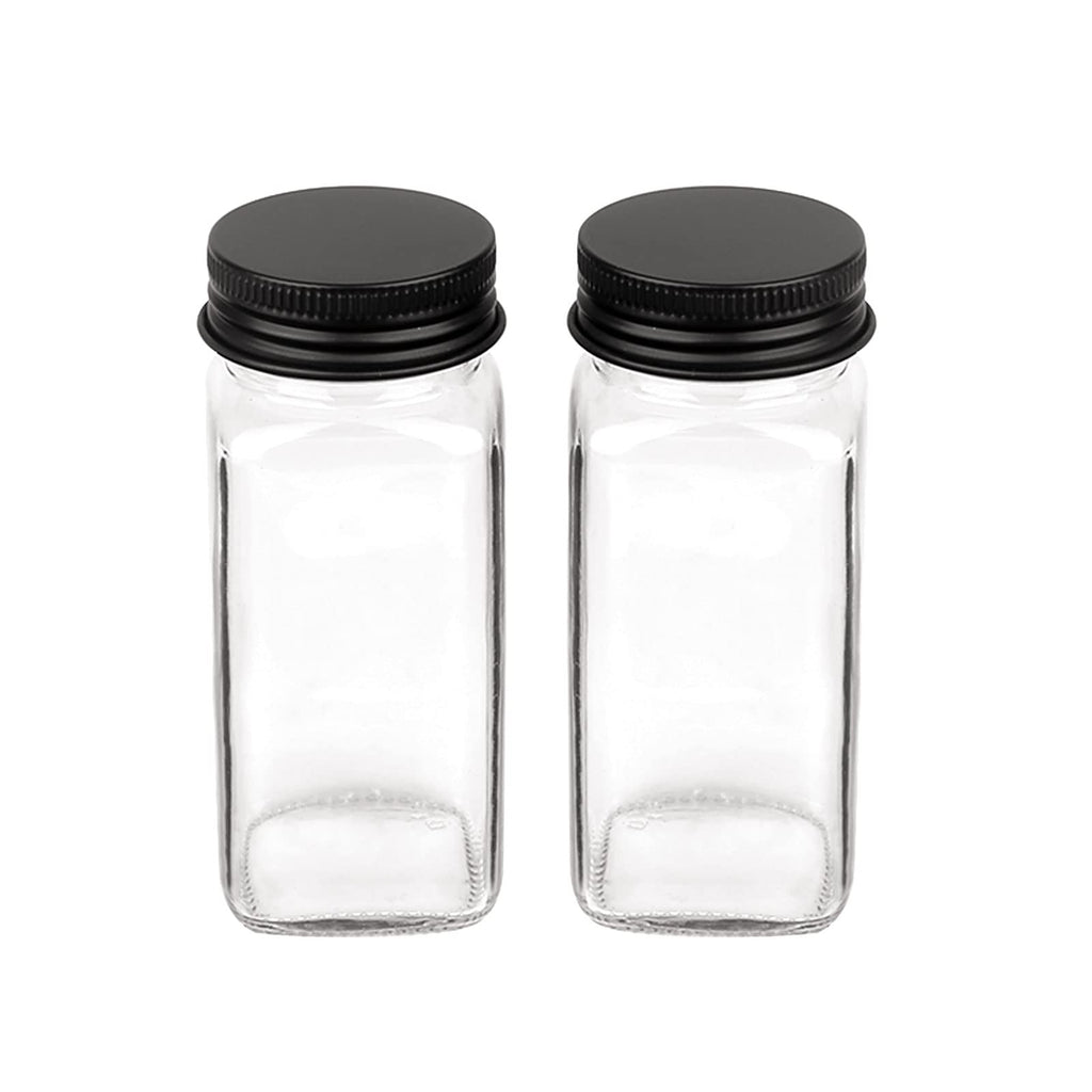 Churboro Replacement Glass Spice Jars with Bamboo Lids- 4 oz Square Spice Jars