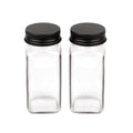 Churboro Replacement Glass Spice Jars with Bamboo Lids- 4 oz Square Spice Jars