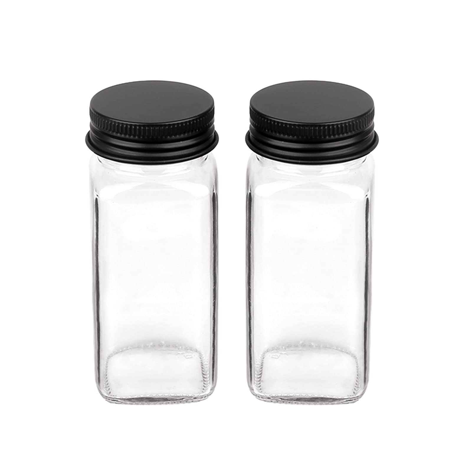 Churboro Replacement Glass Spice Jars with Bamboo Lids- 4 oz Square Spice Jars