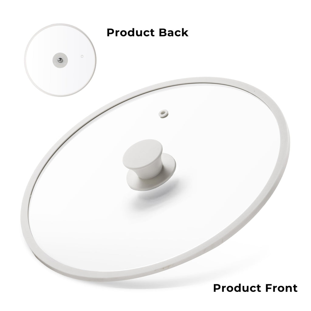 CAROTE 2 PCS Universal Silicone Lid for Pots, Pans and Skillets, Pot Lid fit 6", 7" 8" & 9.5", 10", 11" Diameter Cookware, Pan Cover With Heat Resistant Silicone Rim and Tempered Glass, White