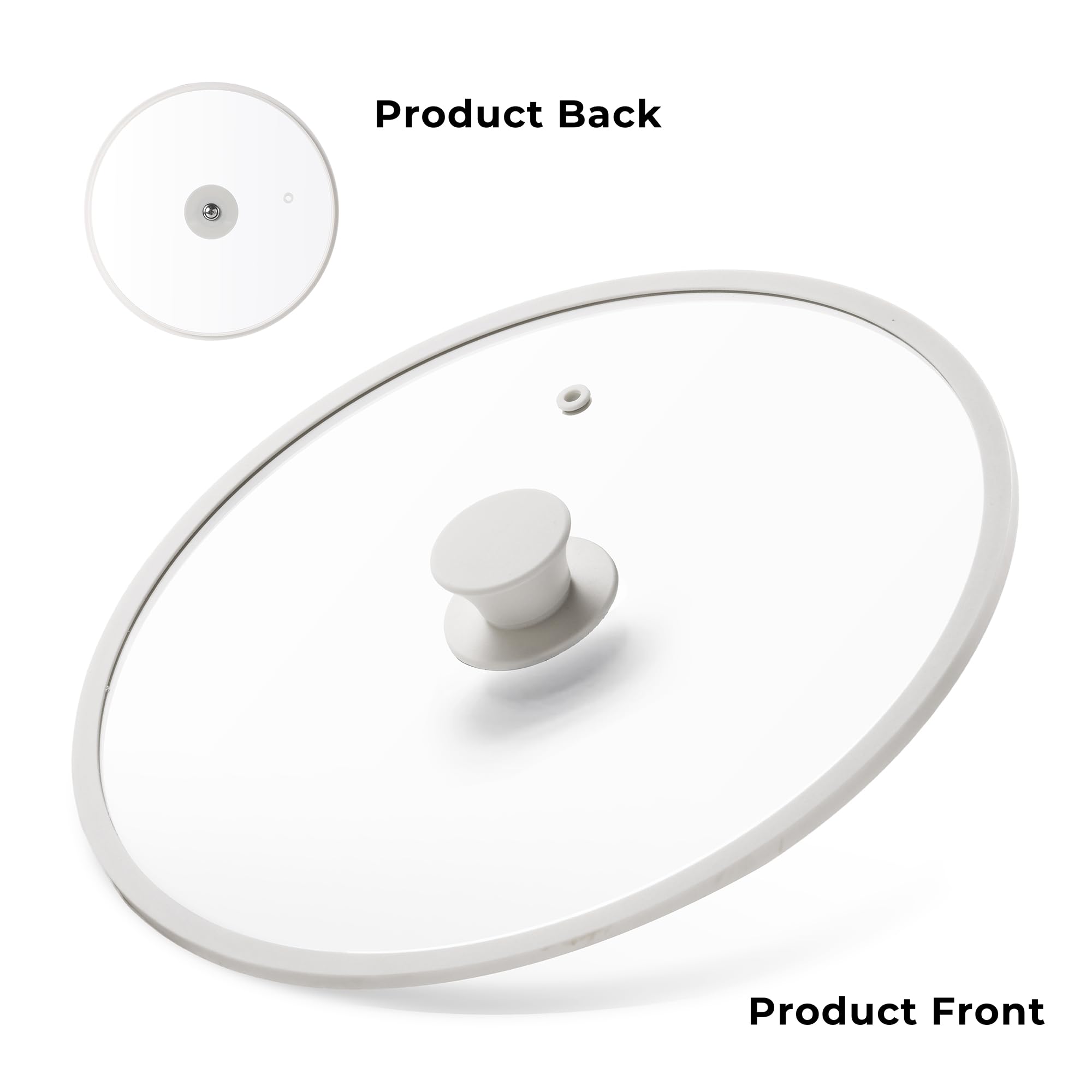 CAROTE 2 PCS Universal Silicone Lid for Pots, Pans and Skillets, Pot Lid fit 6", 7" 8" & 9.5", 10", 11" Diameter Cookware, Pan Cover With Heat Resistant Silicone Rim and Tempered Glass, White
