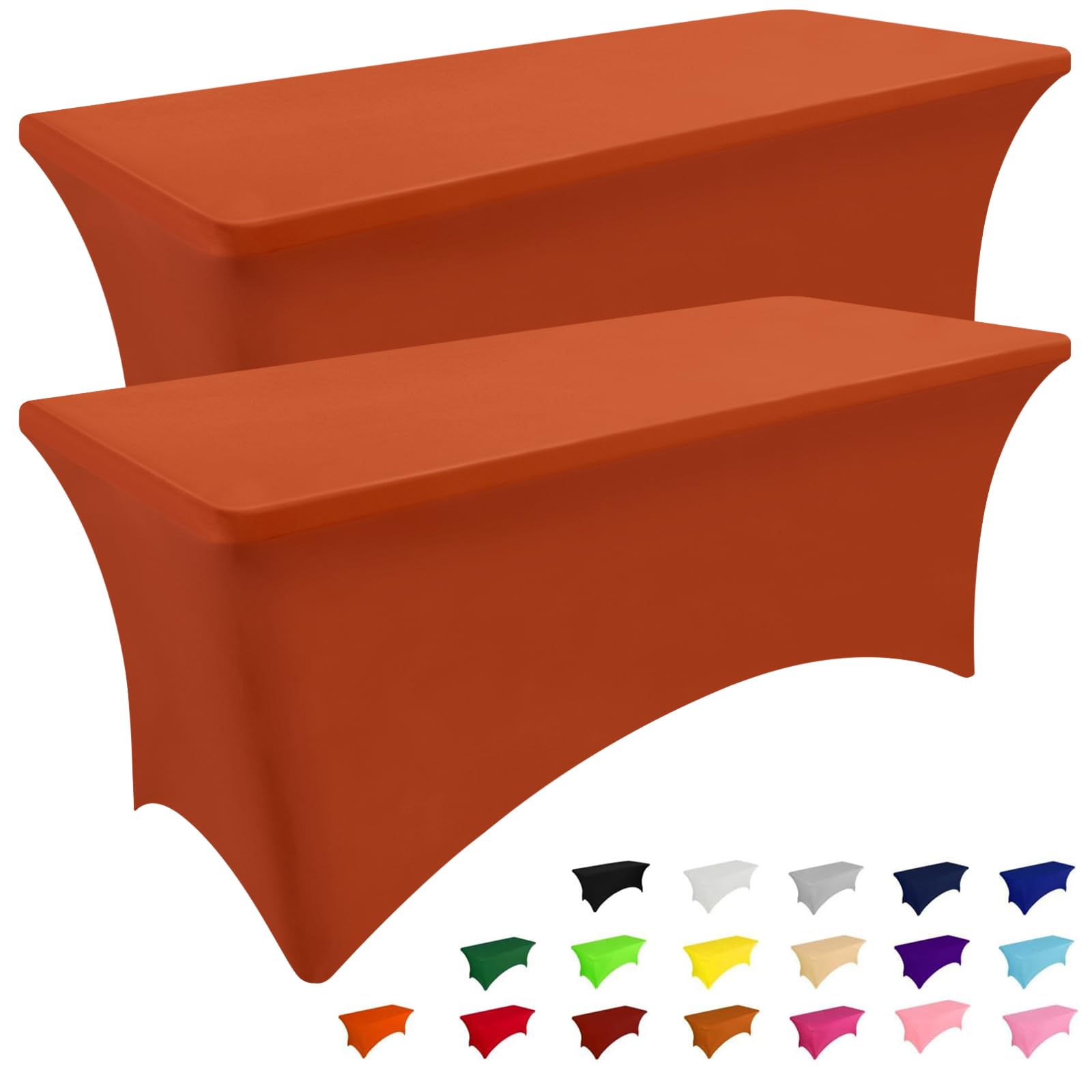 Smiry 2 Pack Spandex Table Cloth 6FT, Elastic Fitted Stretch Tablecloths, Washable and Wrinkle Free Rectangular Patio Table Cover for Outdoor, Wedding, Banquet & Parties (Black, 72Lx30Wx30H Inch)