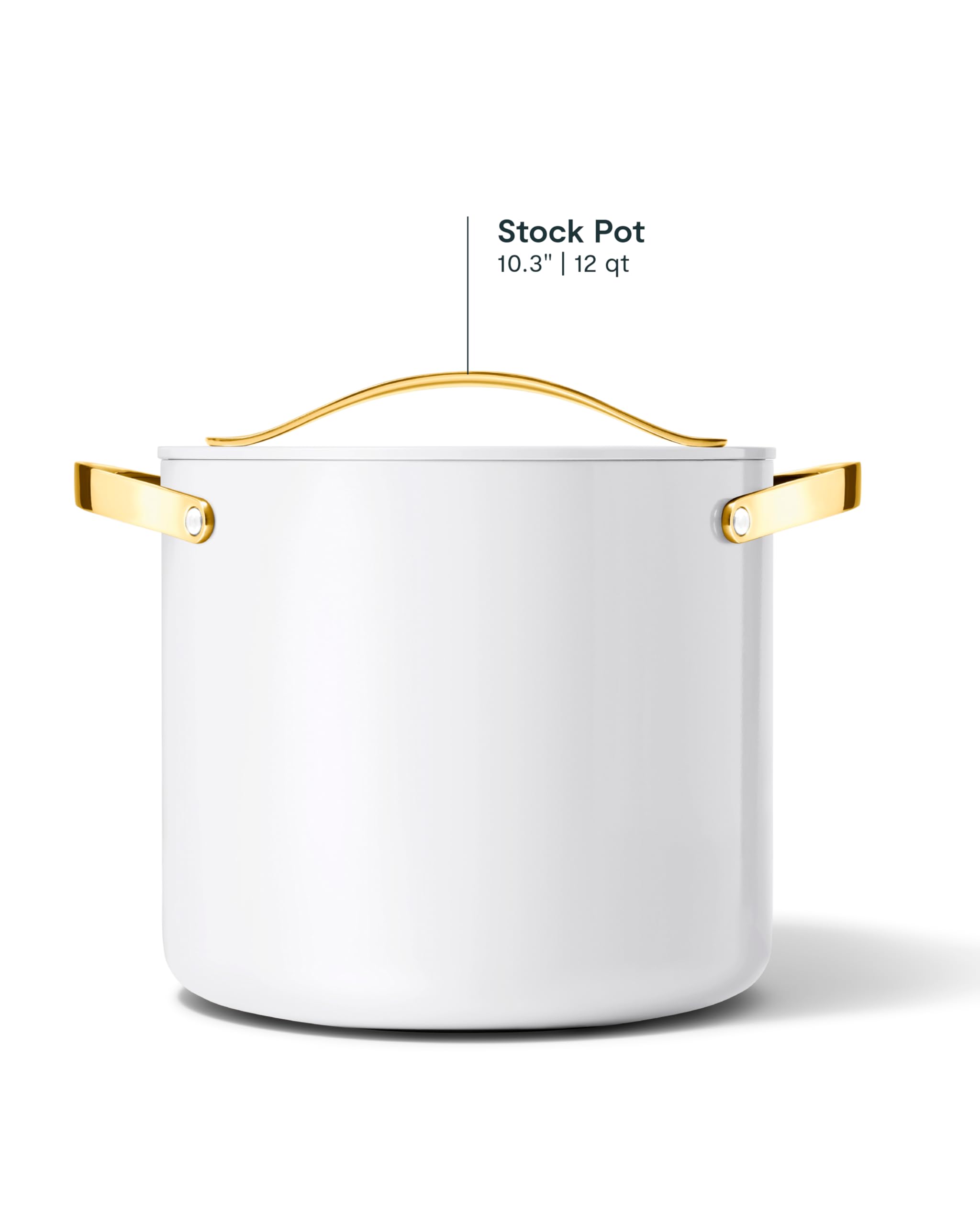 Caraway Stock Pot - 12 Qt Ceramic Coated With Lid - Free From Forever Chemicals - Large for Bigger Batches - Cream