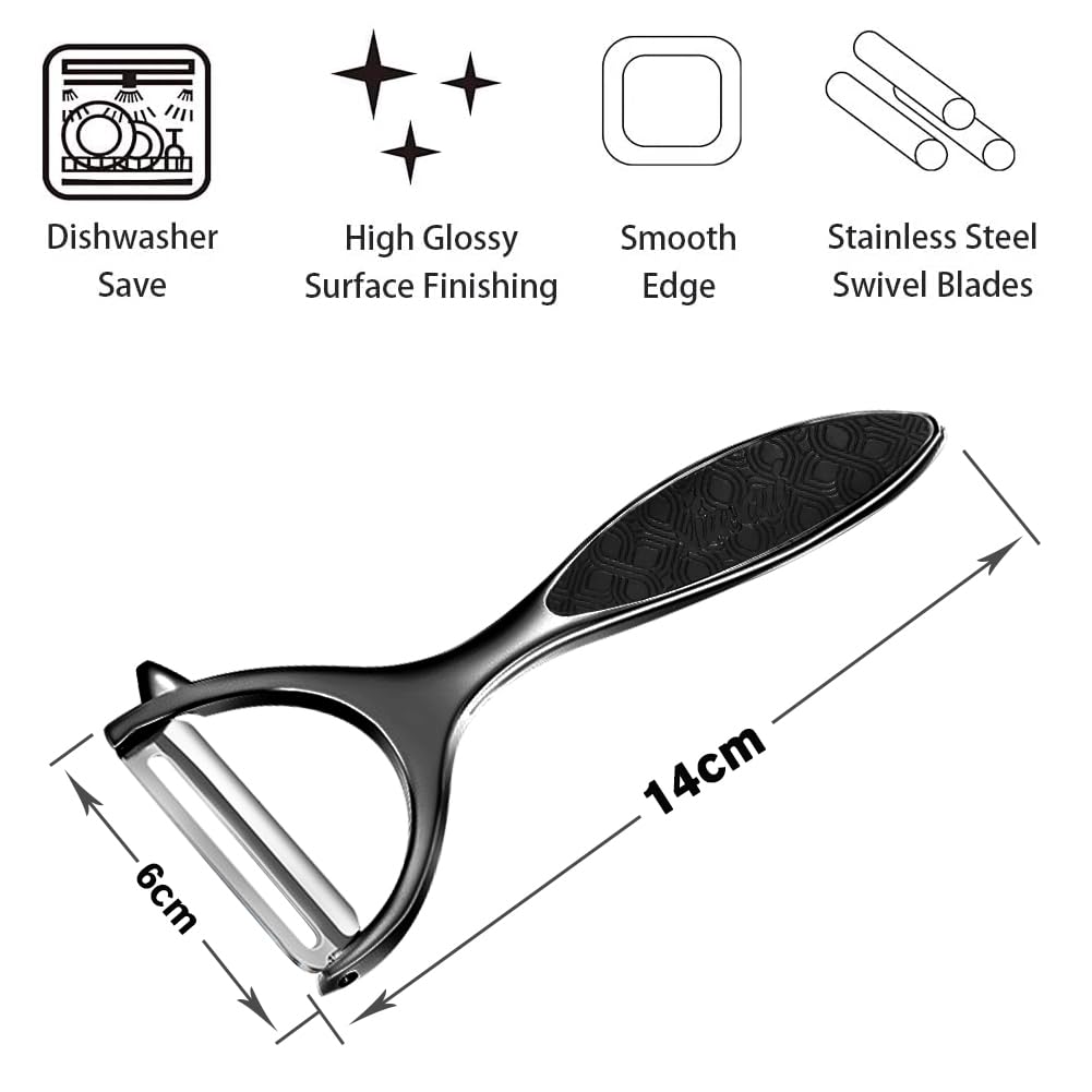 Vegetable Peeler, Potato Peelers for Kitchen Stainless Steel Multi-function Set Fruit Peeler For Kitchen and Household Tools Y & I Shape Swivel Blades for Fruit Vegetables(Black)