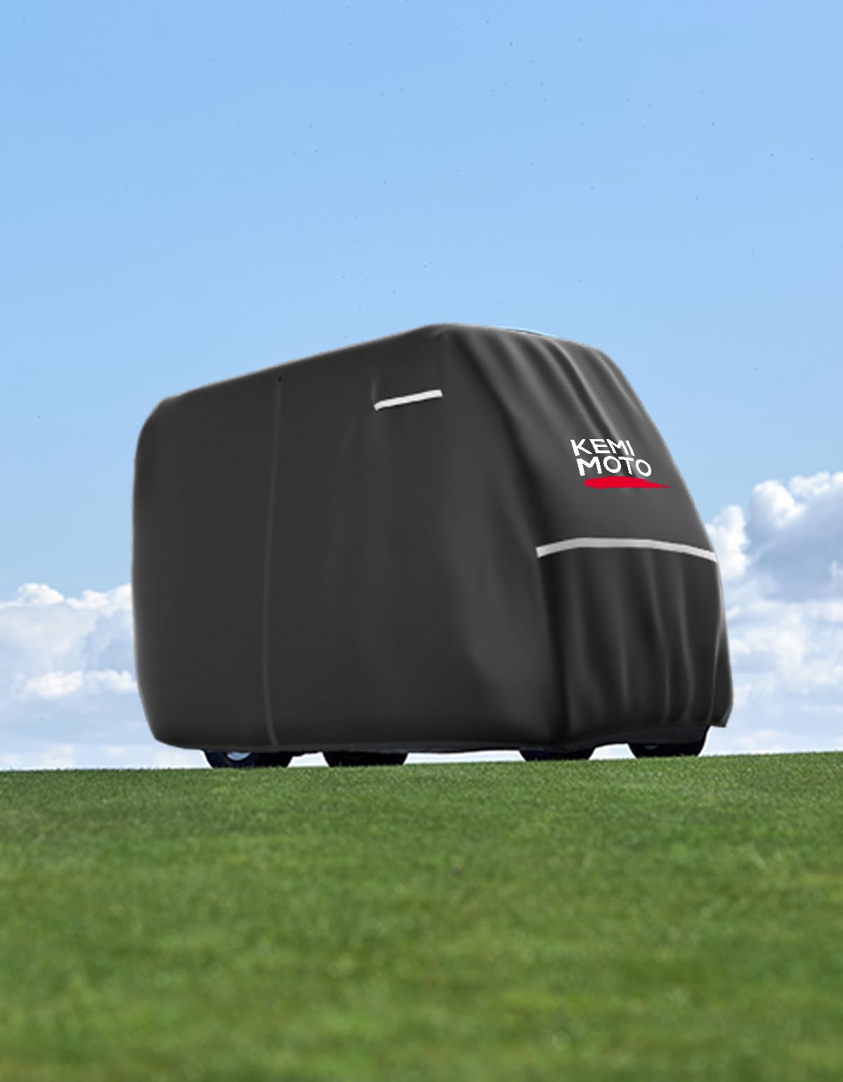 KEMIMOTO 600D Waterproof Golf Cart Cover, Universal Heavy Duty Large 6-Seater Golf Cart Rain Cover with Storage Bag Compatible with EZGO Club Car 6/4+2 Passenger, Black