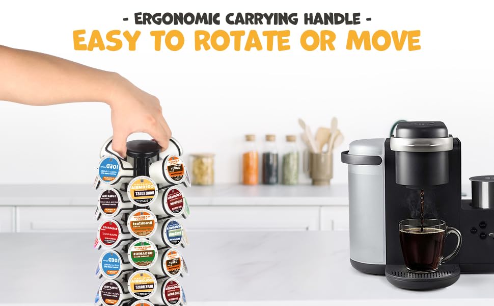 K Cup Holders,K Cup Holder, K Cups Holder,K Cup Carousel, Coffee Pods Holder Storage Organizer Stand,No Assembly Required,Black (Capacity of 40 Pods, Black)