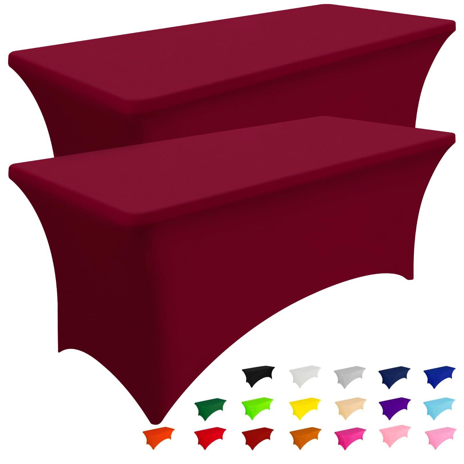 Smiry 2 Pack Spandex Table Cloth 6FT, Elastic Fitted Stretch Tablecloths, Washable and Wrinkle Free Rectangular Patio Table Cover for Outdoor, Wedding, Banquet & Parties (Black, 72Lx30Wx30H Inch)