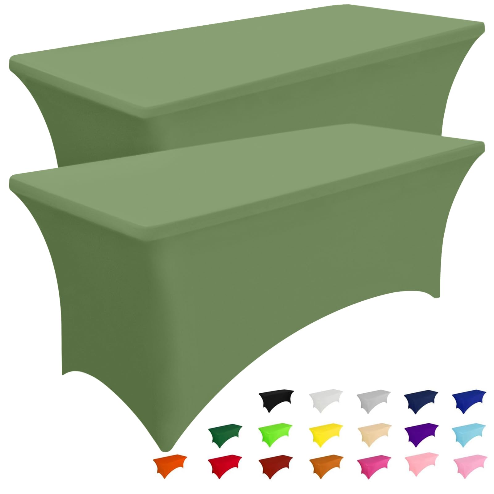 Smiry 2 Pack Spandex Table Cloth 6FT, Elastic Fitted Stretch Tablecloths, Washable and Wrinkle Free Rectangular Patio Table Cover for Outdoor, Wedding, Banquet & Parties (Black, 72Lx30Wx30H Inch)