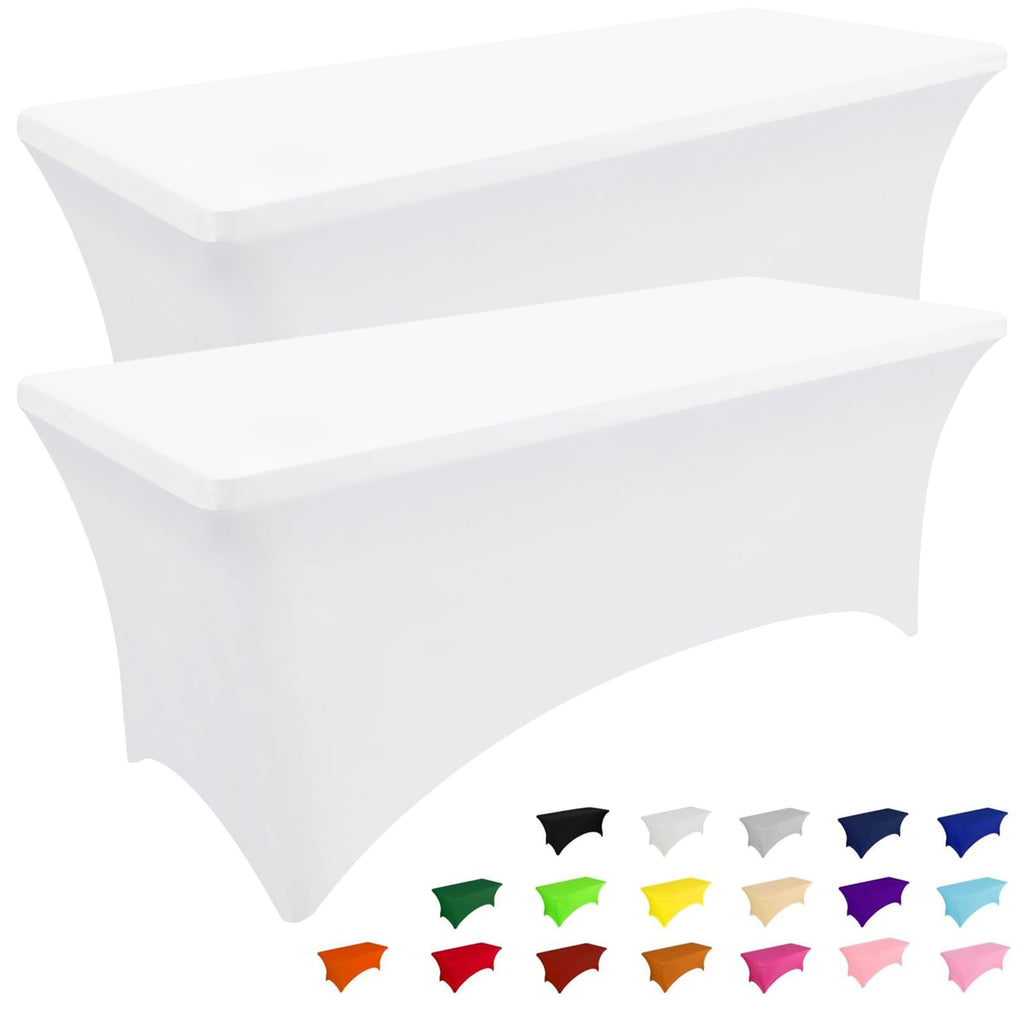 Smiry 2 Pack Spandex Table Cloth 6FT, Elastic Fitted Stretch Tablecloths, Washable and Wrinkle Free Rectangular Patio Table Cover for Outdoor, Wedding, Banquet & Parties (Black, 72Lx30Wx30H Inch)