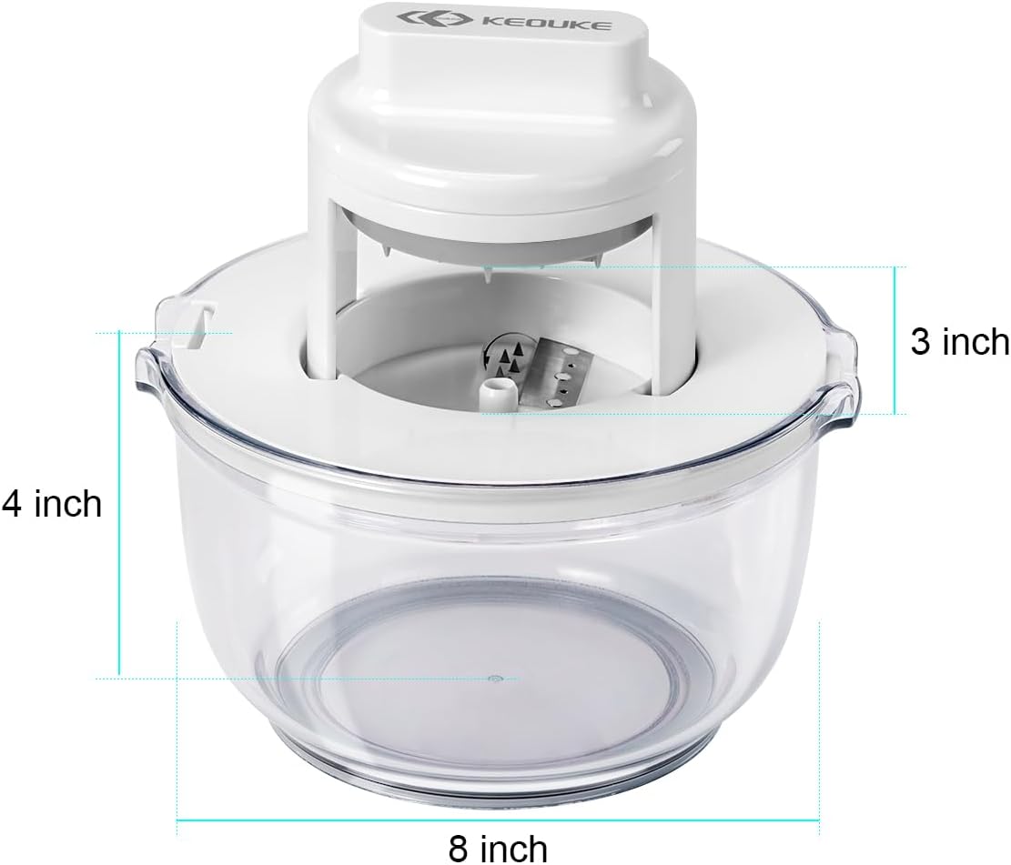 KEOUKE Vegetable Spiralizer & Zucchini Noodle Maker - 3 In 1 Adjustable Spiral Slicer with BPA-Free Plastic & Clear Bowl, Effortless for Cucumber, Potato, Carrot