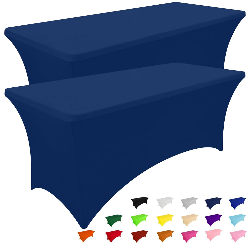 Smiry 2 Pack Spandex Table Cloth 6FT, Elastic Fitted Stretch Tablecloths, Washable and Wrinkle Free Rectangular Patio Table Cover for Outdoor, Wedding, Banquet & Parties (Black, 72Lx30Wx30H Inch)