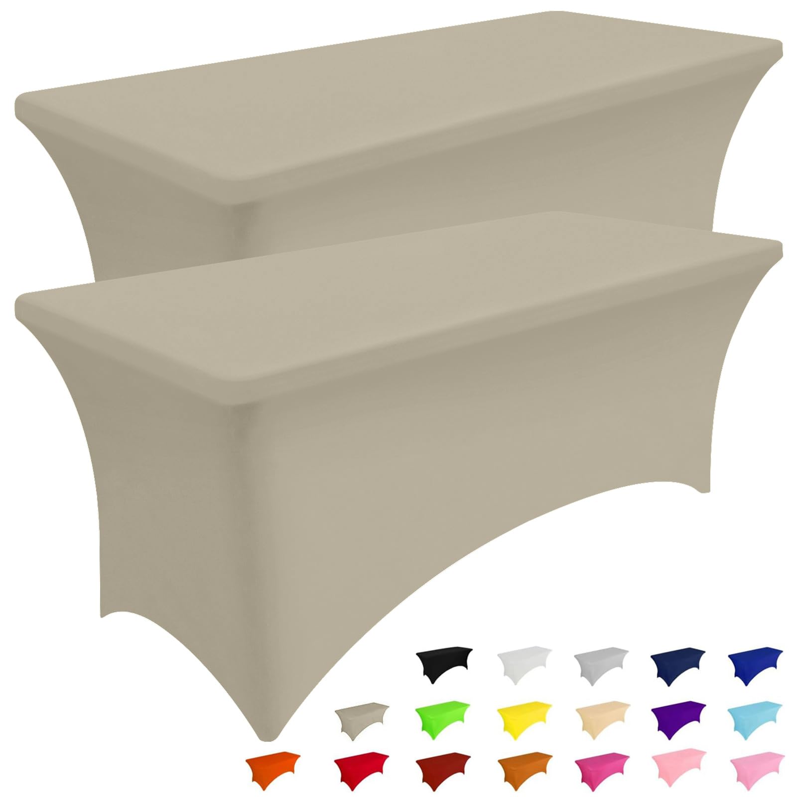 Smiry 2 Pack Spandex Table Cloth 6FT, Elastic Fitted Stretch Tablecloths, Washable and Wrinkle Free Rectangular Patio Table Cover for Outdoor, Wedding, Banquet & Parties (Black, 72Lx30Wx30H Inch)