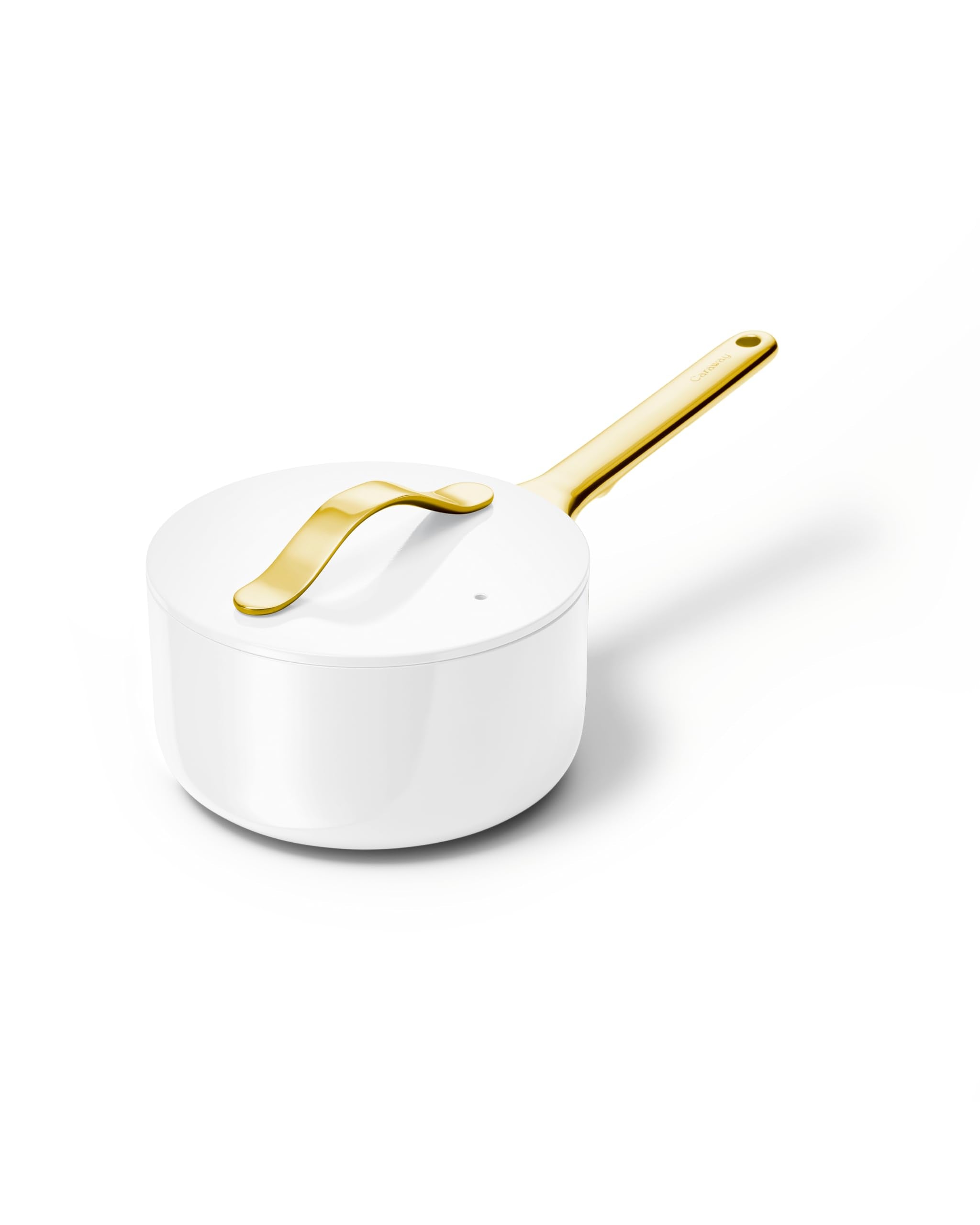 Caraway Nonstick Ceramic Sauce Pan with Lid (3 qt) - Non Toxic, PTFE & PFOA Free - Oven Safe & Compatible with All Stovetops (Gas, Electric & Induction) - Cream
