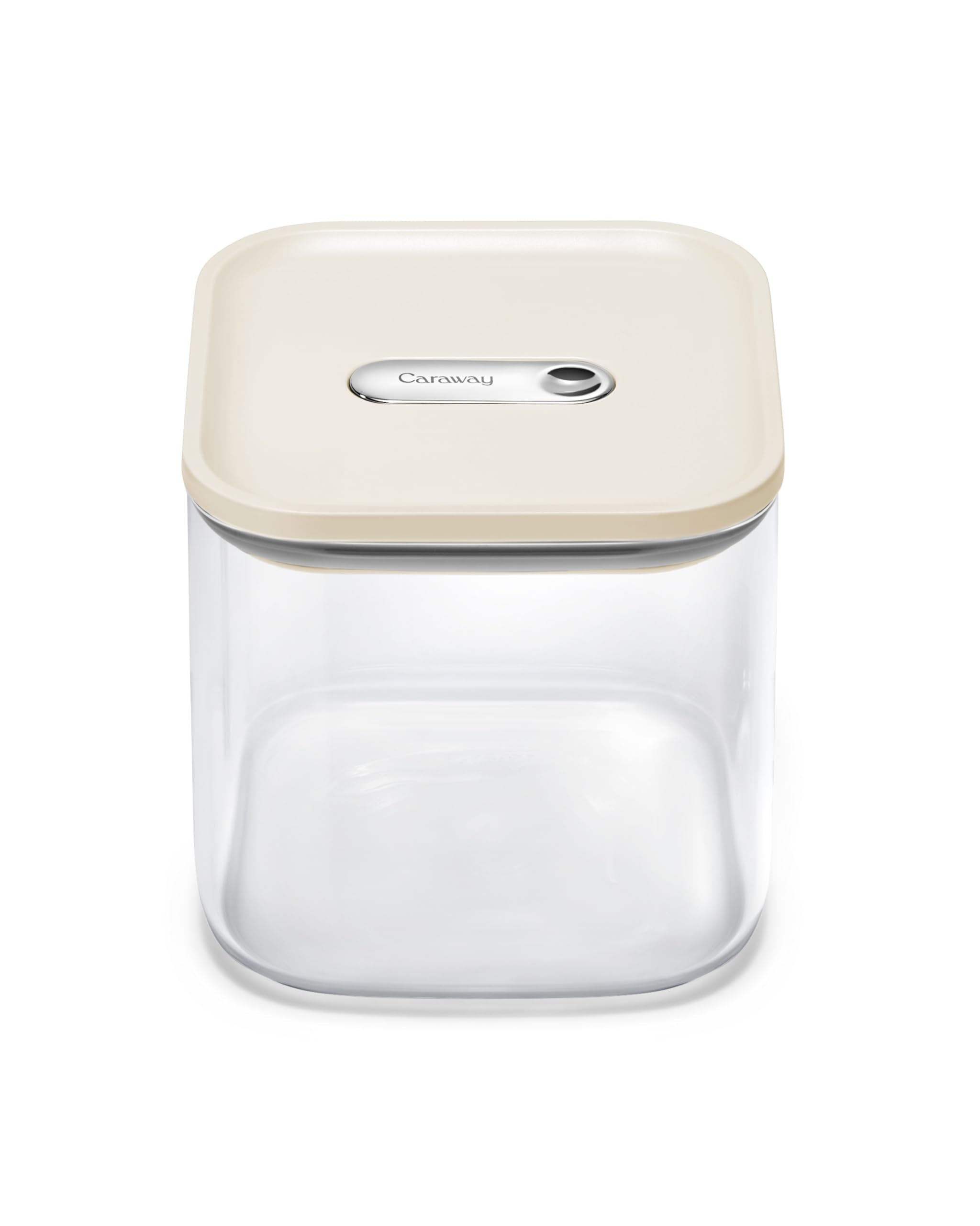 Caraway 4qt Glass Airtight Food Storage Container with Lid – Non-Toxic, BPA-Free Kitchen Storage Container – Stackable, Space-Saving Airtight Container for Dry Goods and More - Cream