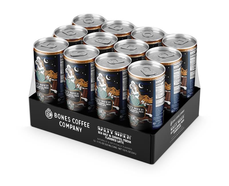Bones Coffee Company S'mores Iced Coffee Latte - S'mores Flavored Canned Coffee Drink - 12 Pack Cans - 11 Oz Each