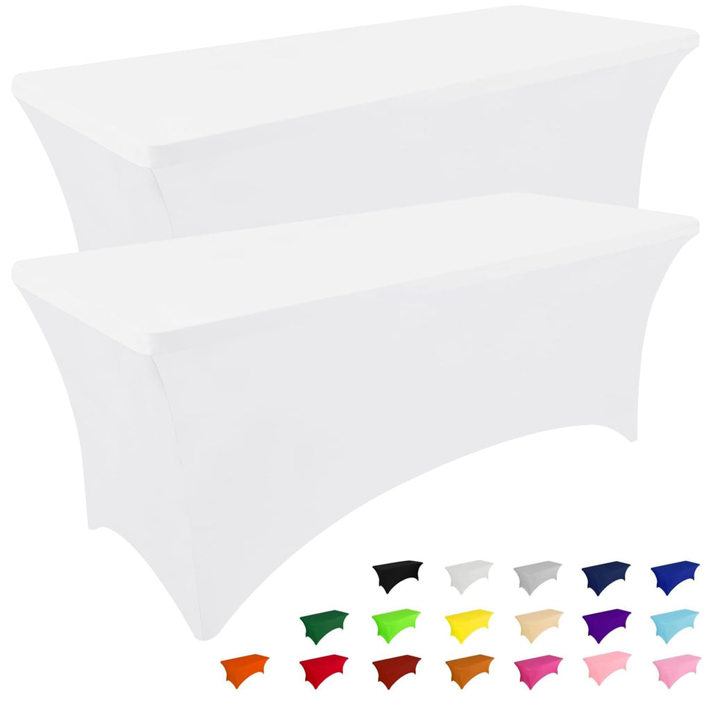 Smiry 2 Pack Spandex Table Cloth 6FT, Elastic Fitted Stretch Tablecloths, Washable and Wrinkle Free Rectangular Patio Table Cover for Outdoor, Wedding, Banquet & Parties (Black, 72Lx30Wx30H Inch)