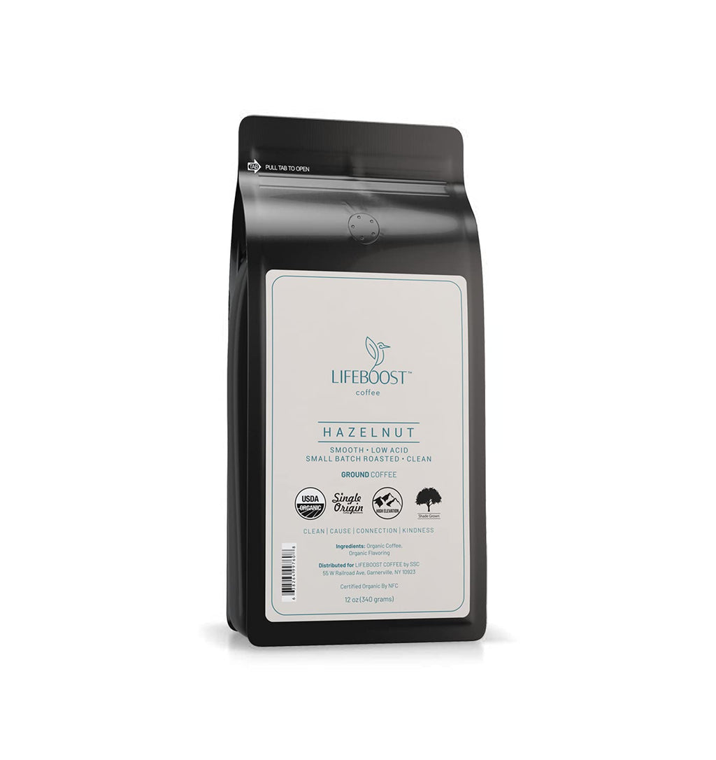 Lifeboost French Vanilla Ground Coffee - Non-GMO Low Acid Single Origin USDA Organic Coffee - Third Party Tested For Mycotoxins & Pesticides - 12 Ounces
