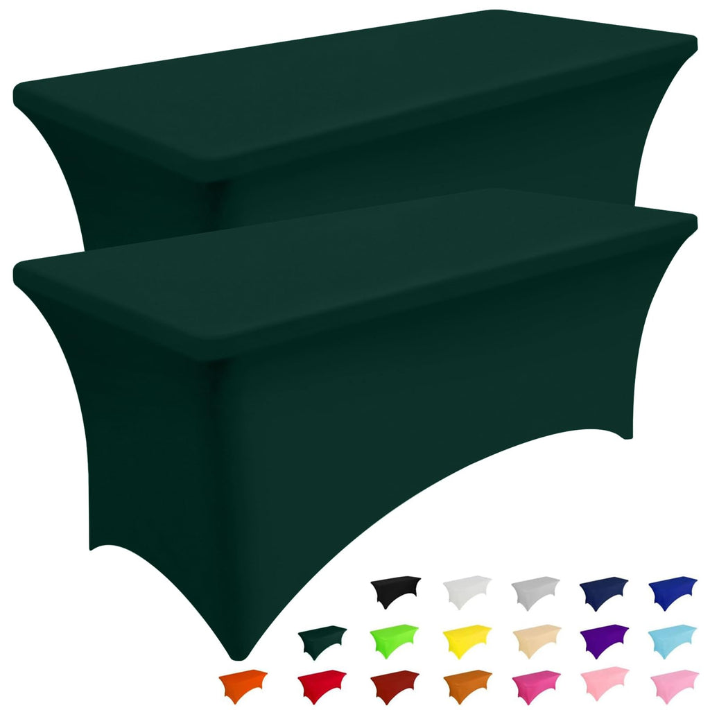 Smiry 2 Pack Spandex Table Cloth 6FT, Elastic Fitted Stretch Tablecloths, Washable and Wrinkle Free Rectangular Patio Table Cover for Outdoor, Wedding, Banquet & Parties (Black, 72Lx30Wx30H Inch)