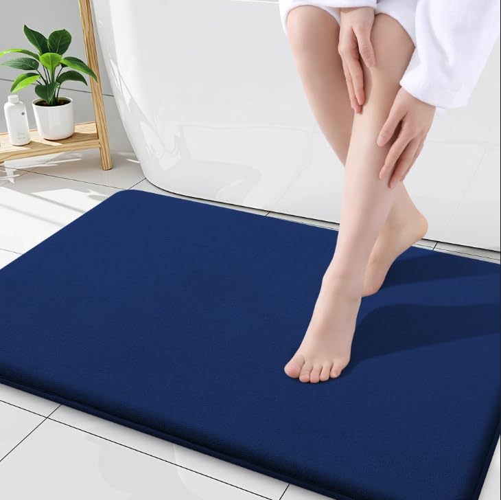 Smiry Memory Foam Bath Mat 30x20, Extra Soft and Absorbent Bathroom Mats, Non Slip Washable Carpet for Floor, Shower and Tub, Black