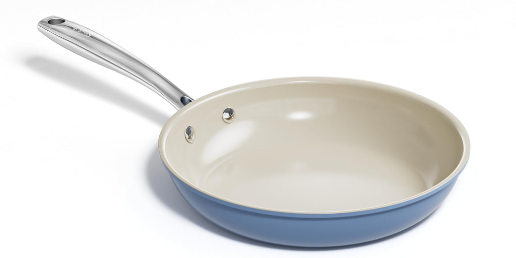 Redchef Ceramic Non Stick Egg Pans, Nonstick Frying Pan Skillet, 8 inch Cooking Pan Non Toxic with Stay Cool Handle for Induction, PTFE & PFAS & PFOA Free, Dishwasher/Oven Safe (Blue)