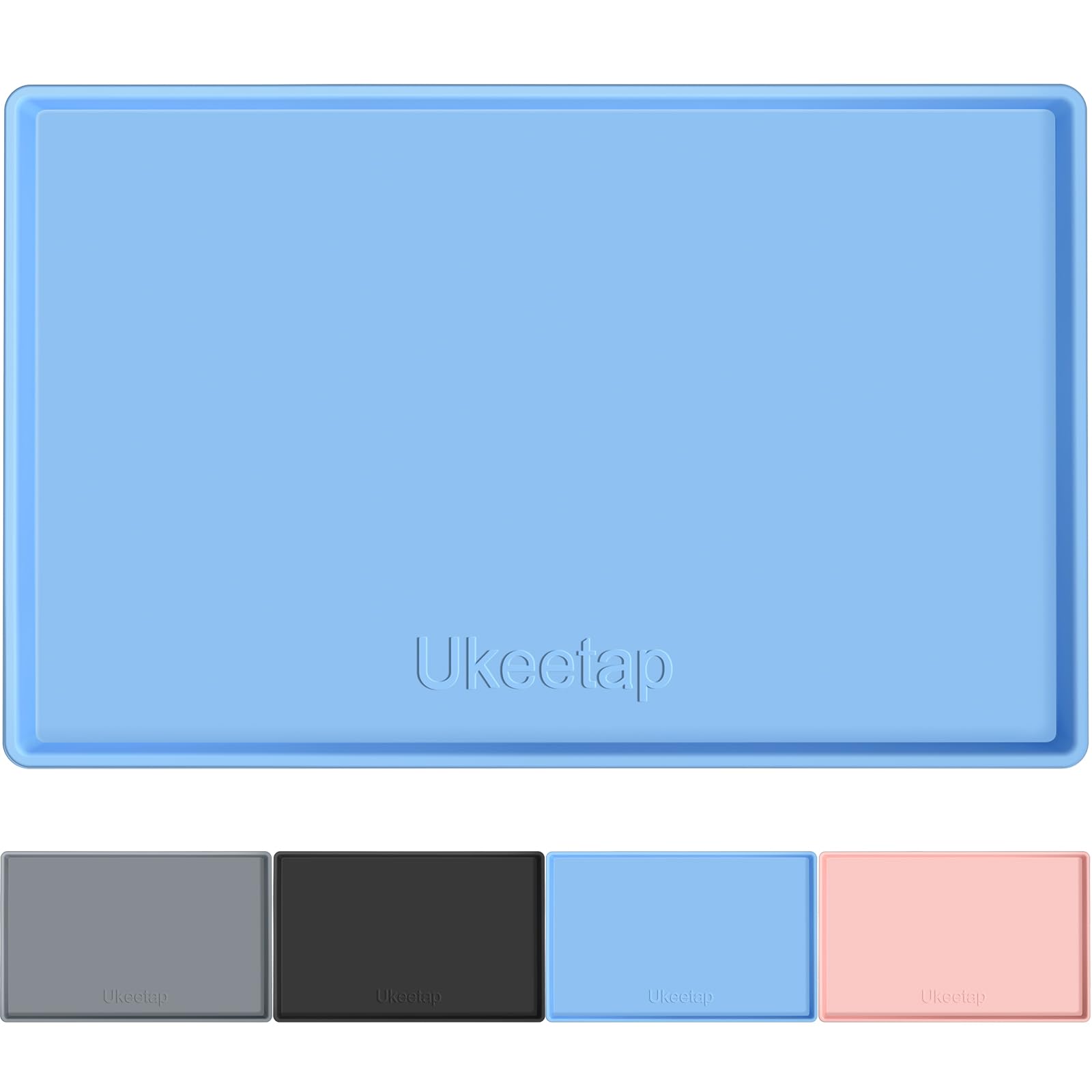 Extra Thick Silicone Mat Waterproof with Raised Edge 34" x 22", Under Sink Mat for Kitchen & Bathroom, Kitchen Cabinet Liner, Multi-Purpose for Storage & Protection, Gray