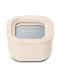 Caraway Glass Food Storage - 6.6 Cup Glass Container - Ceramic Coated Food Container - Non Stick Lunch Box Container with Lids - Dishwasher, Oven, & Microwave Safe - Cream