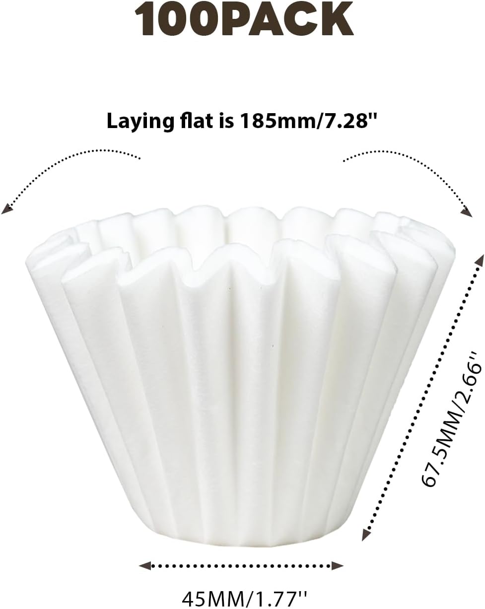 2-5 Cup Coffee Filters,100 Count Disposable Basket Coffee Filter Paper, Compatible with Kalita Wave Pour Over Coffee Dripper 185 Series, For 2-5 People