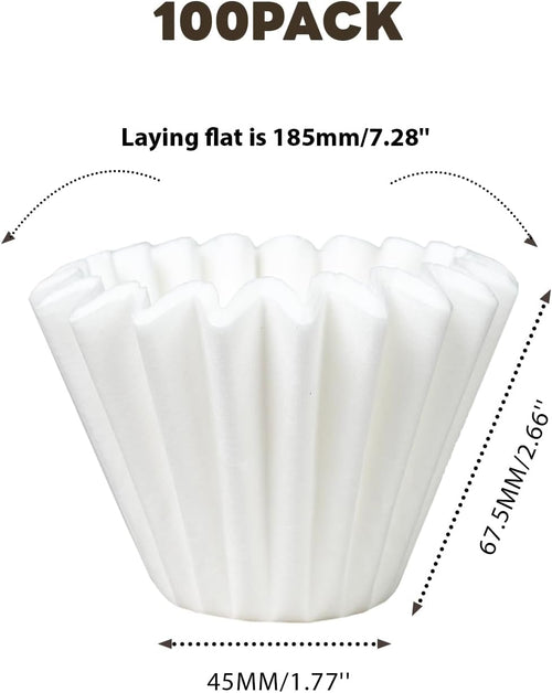 2-5 Cup Coffee Filters,100 Count Disposable Basket Coffee Filter Paper, Compatible with Kalita Wave Pour Over Coffee Dripper 185 Series, For 2-5 People